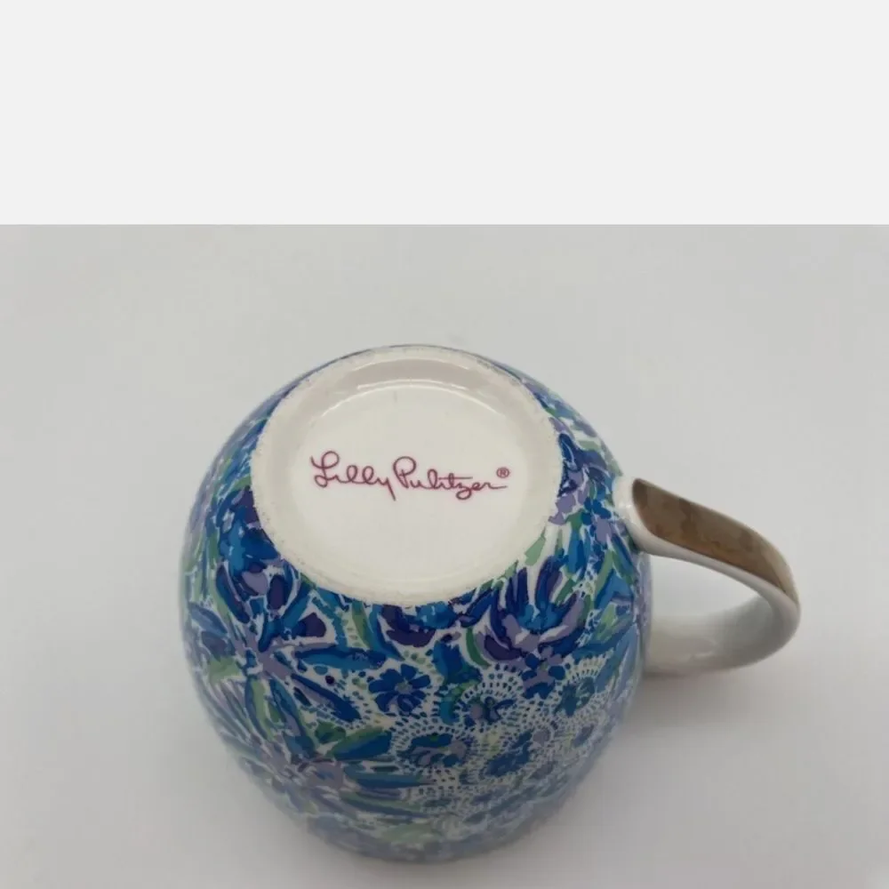 10X$50 Lilly Pulitzer Ceramic Dinner Blue Coffee Mug Floral